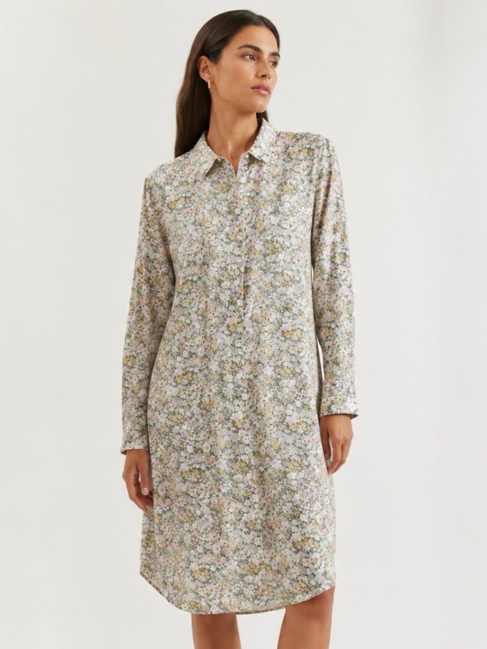 STEVENโALAN 100% Cotton Floral Long-Sleeve Shirt Dress Size Large